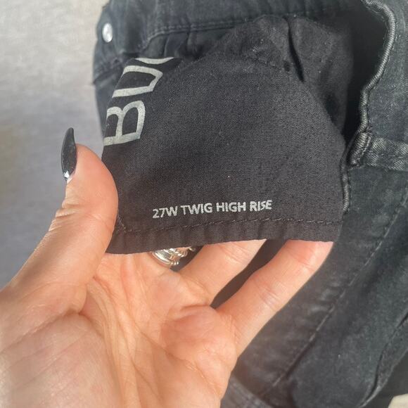 BDG Twig Black Skinny Jeans 27 Waist High Rise Distressed Ripped Knees - Picture 2 of 3